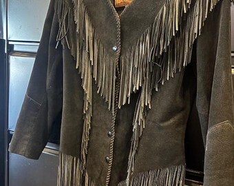 Ladies Western Echo Mountain Suede Fringe Jacket, Small