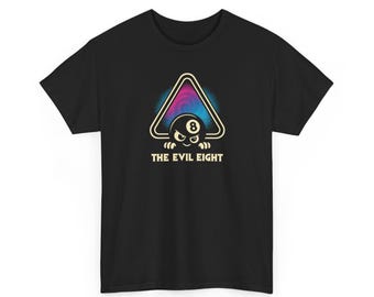 Camiseta de billar The Evil Eight, camiseta de billar con triángulos neón, regalo de billar espeluznante, camiseta unisex
