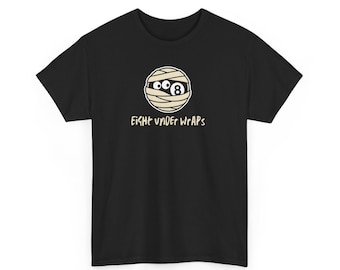 Camiseta de billar Eight Under Wraps, camiseta de billar de Halloween con bola 8 de momia, camiseta unisex