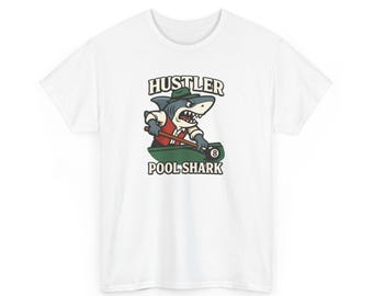 Camiseta unisex con diseño de tiburón de billar, ideal como regalo para los amantes del billar.