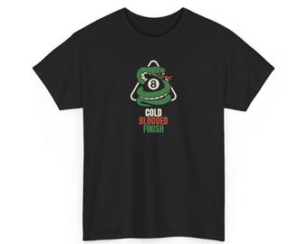 Camiseta de billar con acabado de sangre fría, camiseta de billar de bola 8 con serpiente, regalo para un jugador de billar para hombres y mujeres