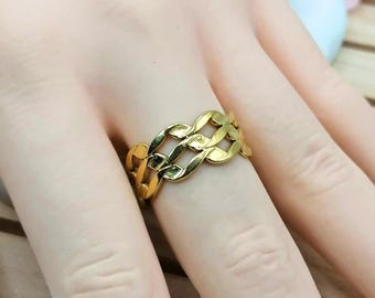 Adjustable stainless steel ring - Braided ring - gold mesh inspiration - gold color - trendy ring - Hypoallergenic jewelry