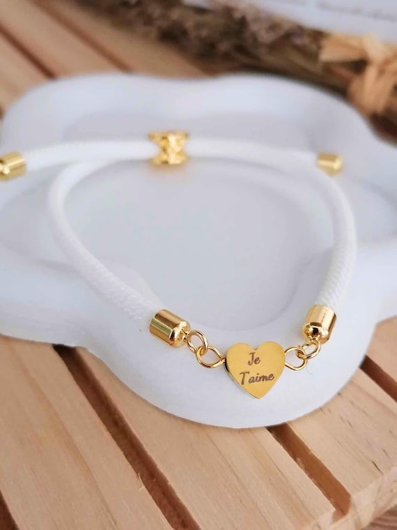Personalized Heart Bracelet – Gift for Love, Friendship, Family, Teen, Child – Cord Jewelry with Stainless Steel Pendant