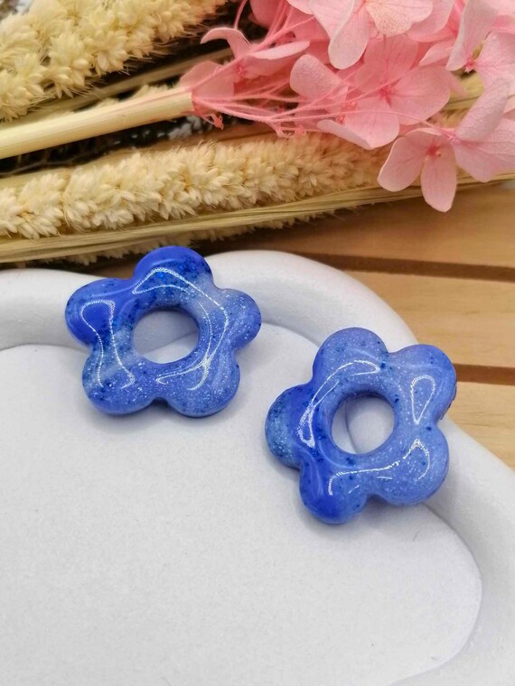 Intense blue interchangeable earrings – Light & bold – unique handmade – Women’s gift