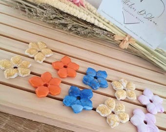 Flower earrings - Floral elegance in polymer clay - handmade - interchangeable, Birthday gift, child, woman, girl.