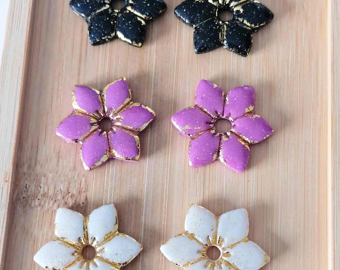 Featured listing image: Colorful flower tassels in polymer clay - Interchangeable charms for earrings - Birthday, Christmas, child, woman gift