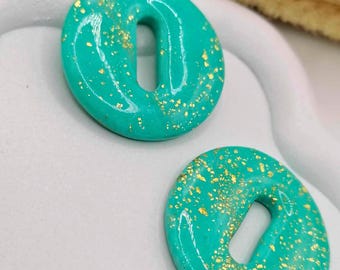 Green/turquoise glitter interchangeable earrings – Shine & fantasy – unique handmade – Women’s gift