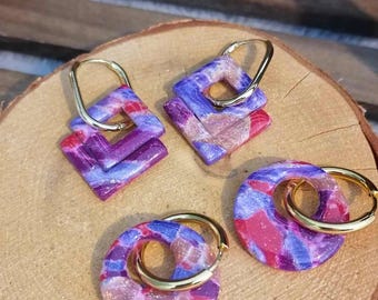 Multicolored geometric polymer clay tassels - interchangeable for earrings - Birthday, Christmas, children's, women's gift