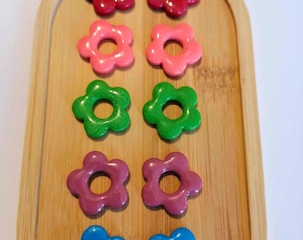 Colorful flower tassels in polymer clay - Interchangeable charms for earrings - Birthday, Christmas, child, woman gift