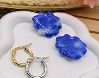 Interchangeable ocean blue shell earrings – Light & bold – unique handmade – Women’s gift
