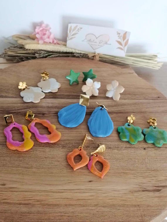 Polymer clay earrings - handmade jewelry - unique model - trendy accessories for women