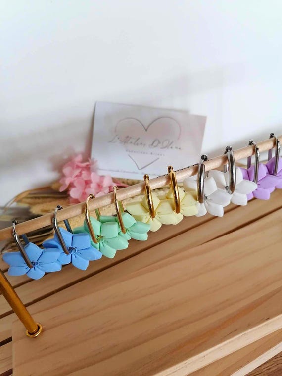 Polymer clay flower earrings – Lightweight handmade jewelry – Women’s gift – Boho chic style – Colorful handcrafted jewelry