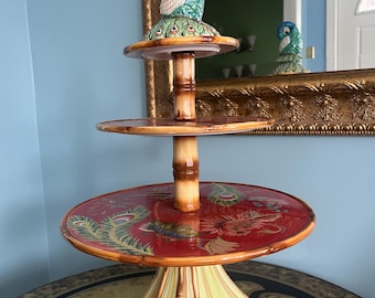 Tracy Porter "The Artesian Road Collection," peacock food stand for cupcakes, cakes, and appetizers.