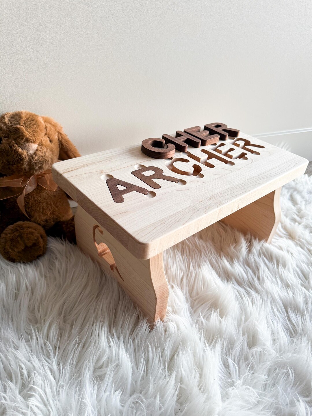 Personalized Name Puzzle Stool | Montessori Step Stool for Kids ...