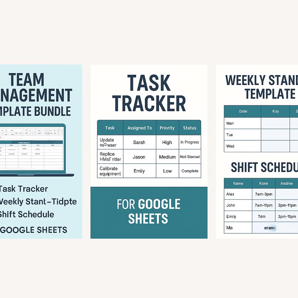 Team Management Template Bundle – Task Tracker, Shift Schedule, Stand ...