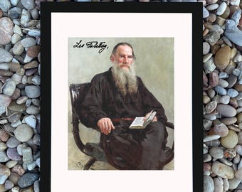 Leo Tolstoy Poster Photo with Reprint Autograph – Russian Writer, War and Peace Author – Framed or Unframed