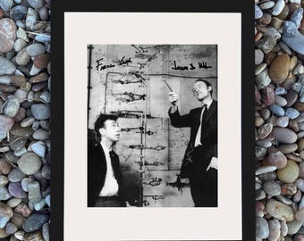 Impresión fotográfica de 8 x 10 de Watson y Crick, firmada y autógrafa, de los pioneros del descubrimiento del ADN
