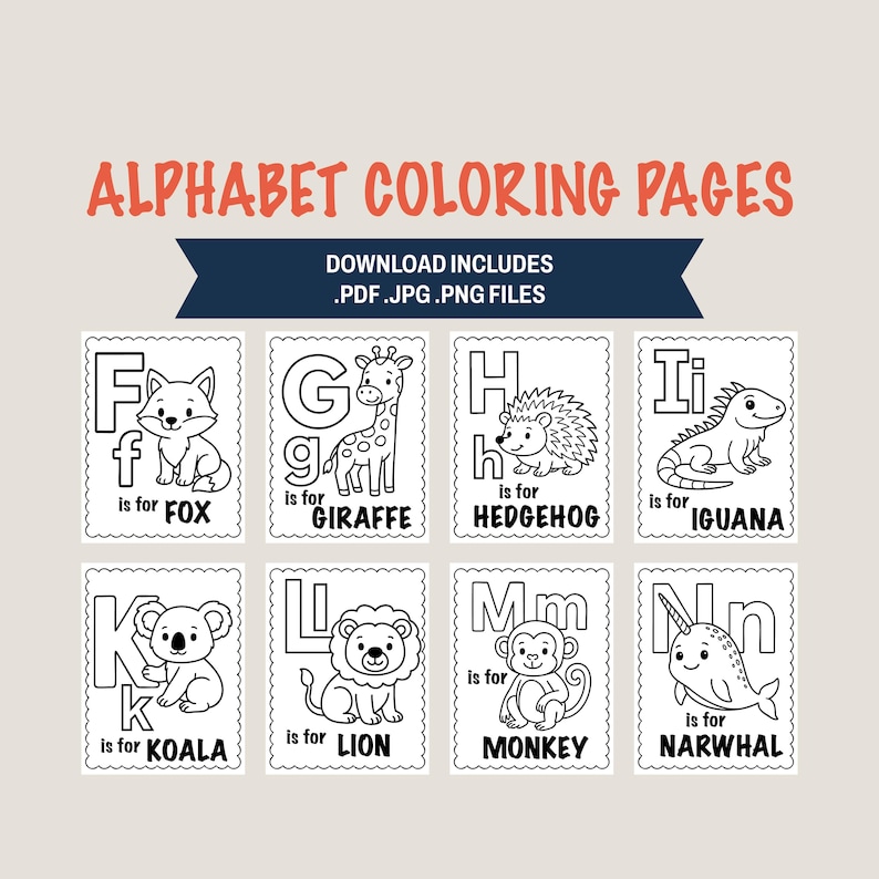 ABC Animal Alphabet Coloring Pages | A–Z Printable Pages for Kids ...