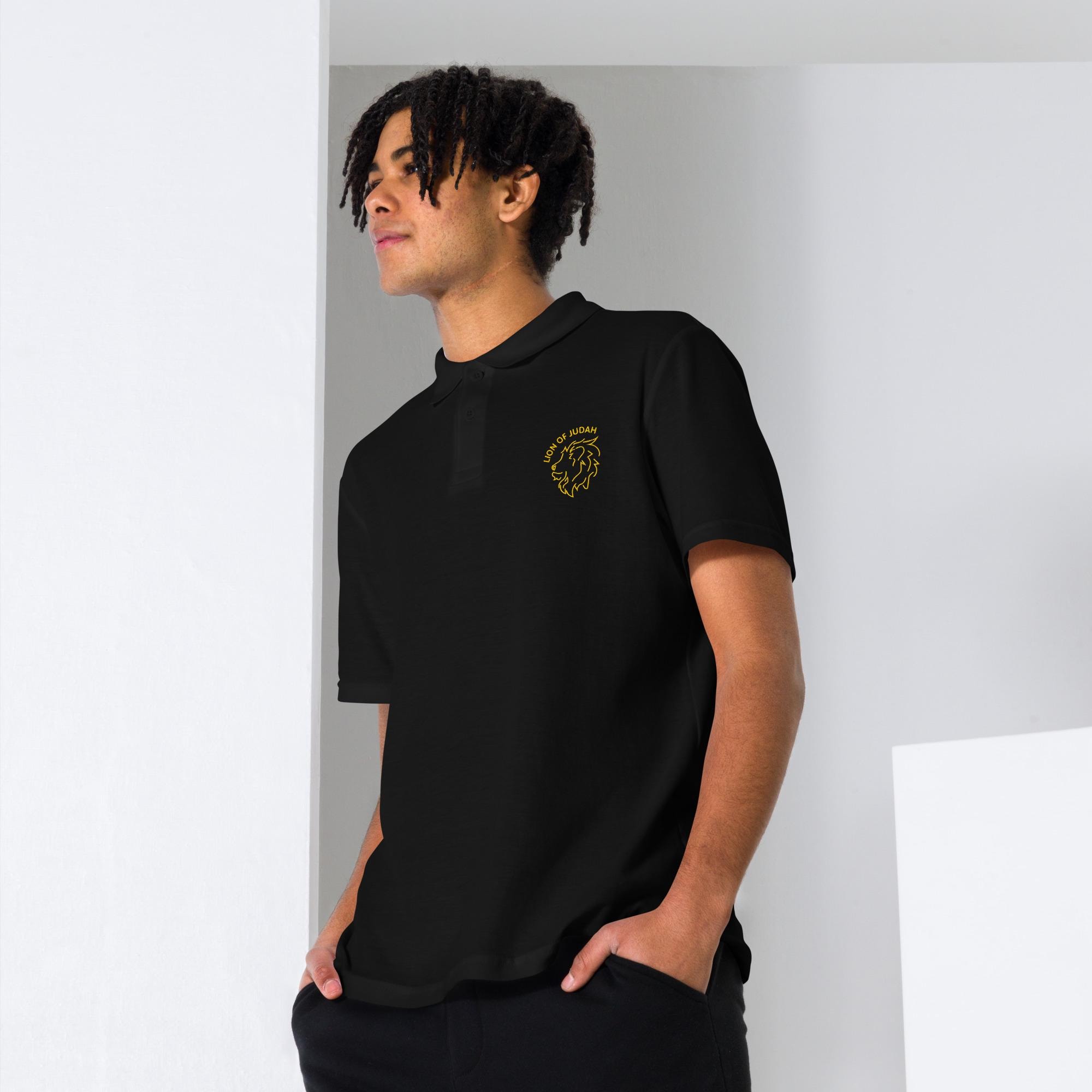 Embroidered Lion of Judah Polo: 100% Cotton Unisex Pique Shirt