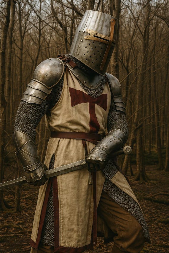 Handmade Polished Steel Templar Knight Armor: Crusader Full Suit