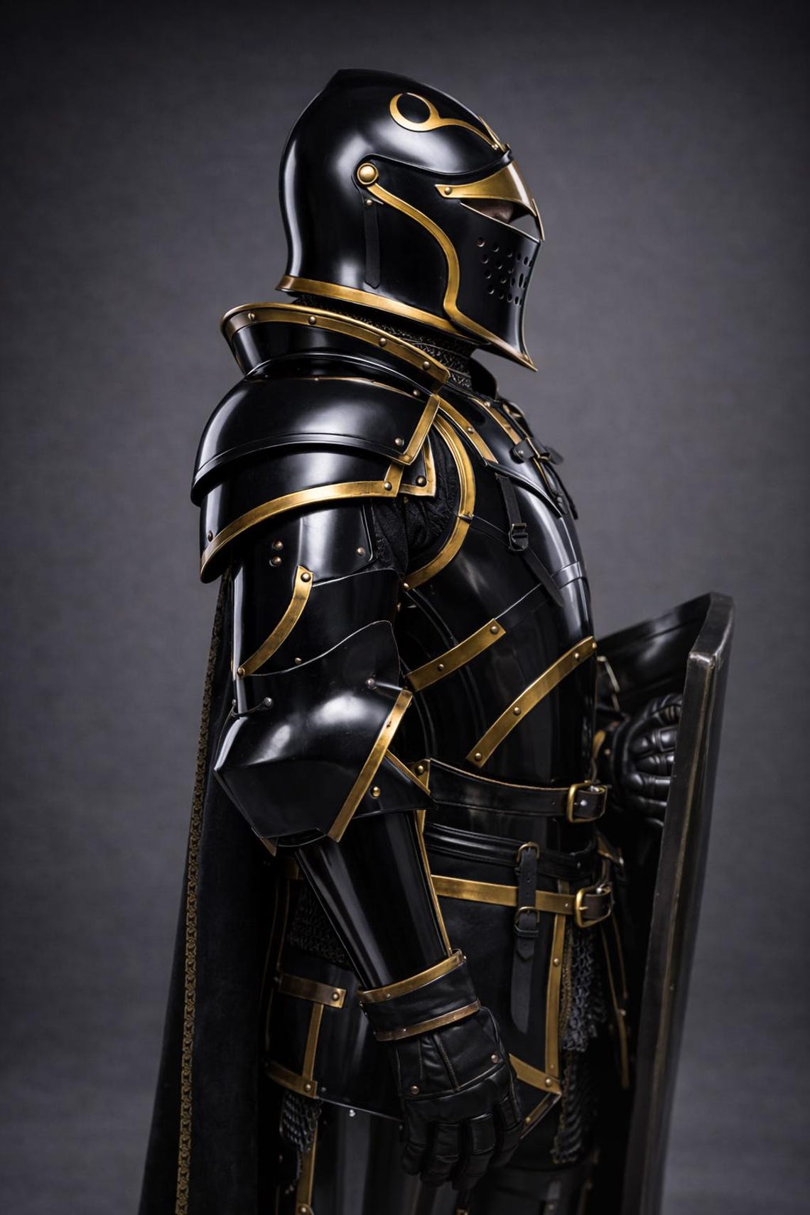 Black Knight Full Armor Set – Steel LARP Cosplay Costume – Medieval ...