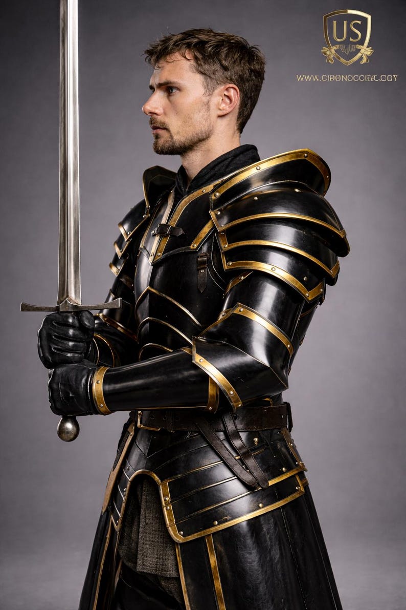 Black Knight Full Armor Set – Steel LARP Cosplay Costume – Medieval ...