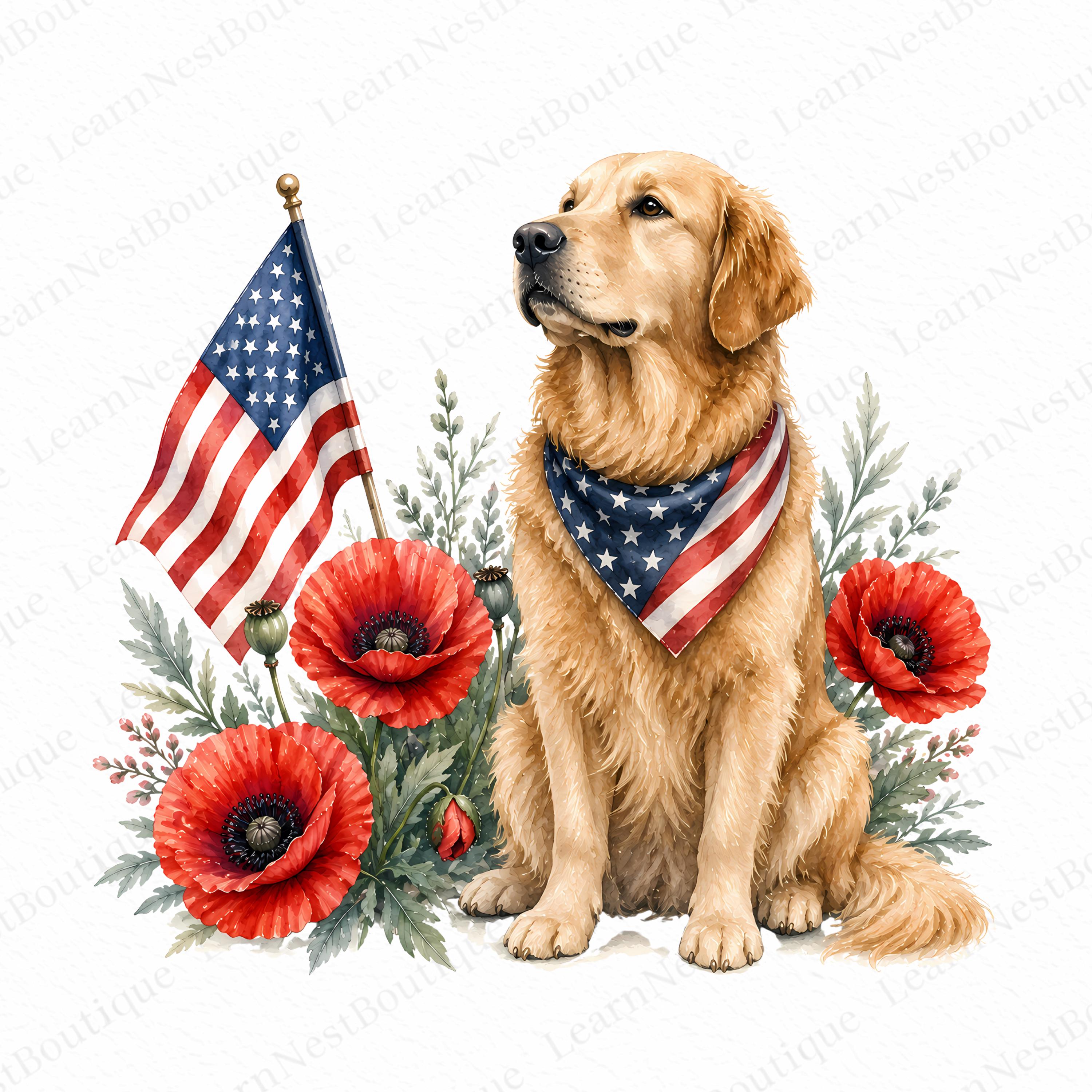 Watercolor Memorial Day Clipart Bundle | 22 Patriotic Poppy and ...