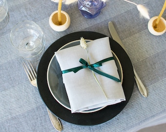 Light gray linen napkins Wedding party place setting Set 2, 4, 6 8 10 fabric napkins cloth Christmas dinner table decor Eco friendly napkins