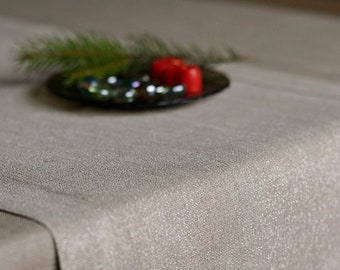 Silver linen table RUNNER Wedding shower runner Christmas party dinner table decoration Metallic table decor Event table centerpiece runner