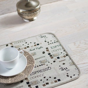 Natural linen placemats Coffee lovers gift Set 2, 4, 6 table mats Reversible dining place mats Neutral table decor Simple Place setting