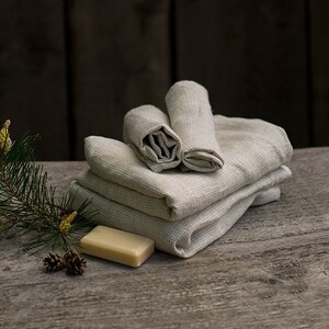 Serviette en lin naturel Grande serviette de jet serviettes de bain à carreaux Draps de bain Jet pré-lavé Serviette de sauna Drap de plage Serviette en lin cadeau Drap plat image 2