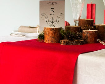 Red linen table runner wedding dinner runner Rustic table decor Home dining runner Crimson dine Runner Poppy Red Christmas table decoration