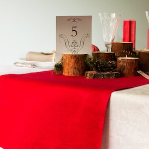 Red linen table runner wedding dinner runner Rustic table decor Home dining runner Crimson dine Runner Poppy Red Christmas table decoration
