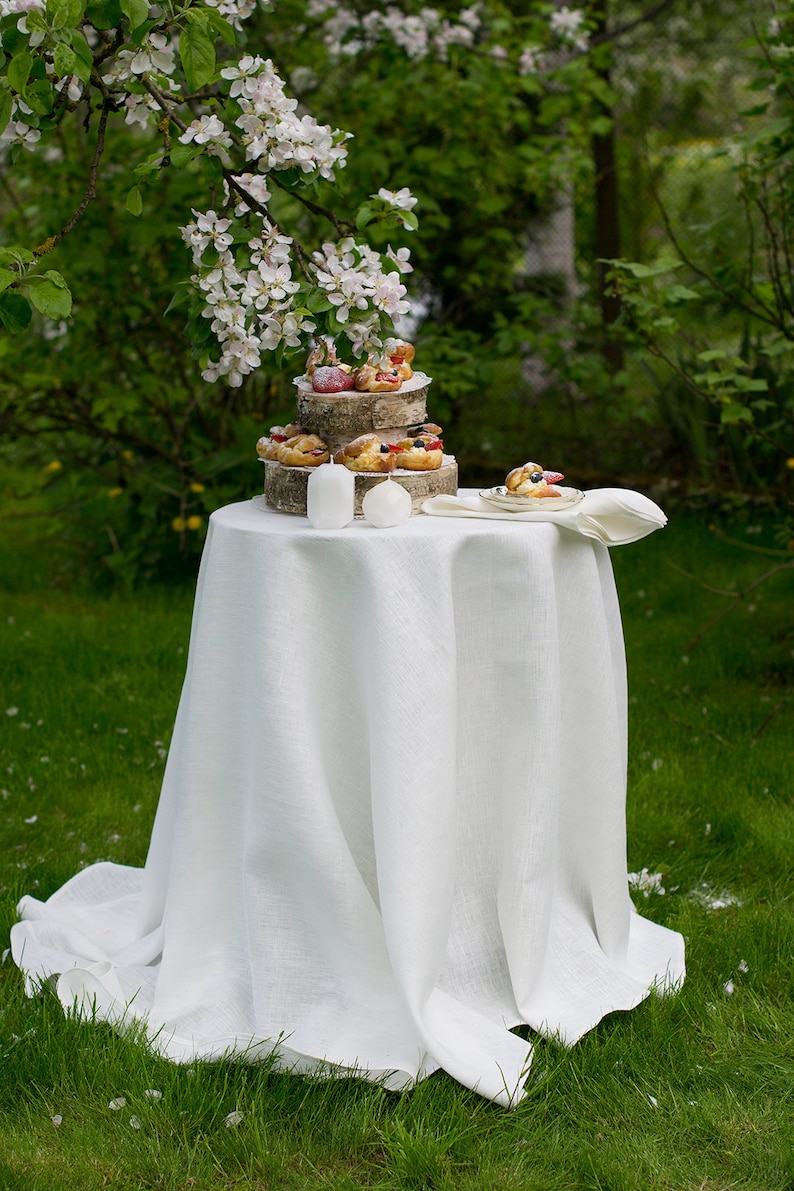 Round Linen Tablecloth Wedding Dinner Table Decor Beige Etsy