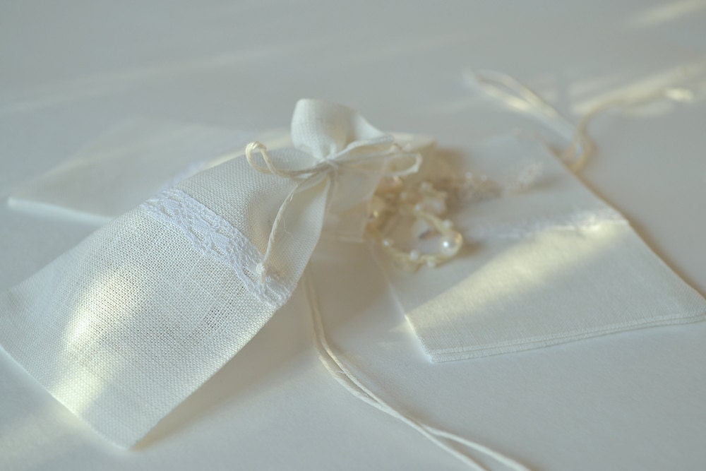 White Linen Bags Wedding Favor Bags Wedding Gift Bags Sets 10 Etsy