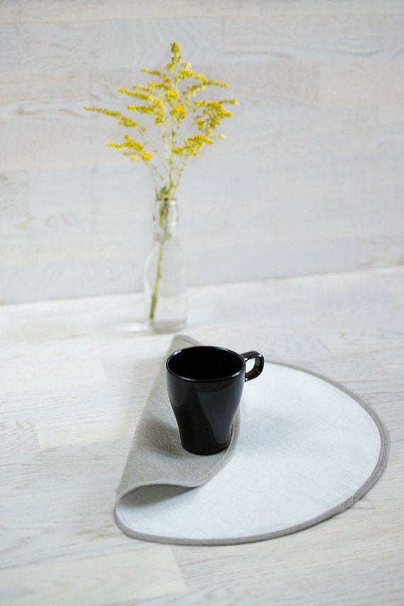 Round linen table placemats Reversible white natural table Etsy