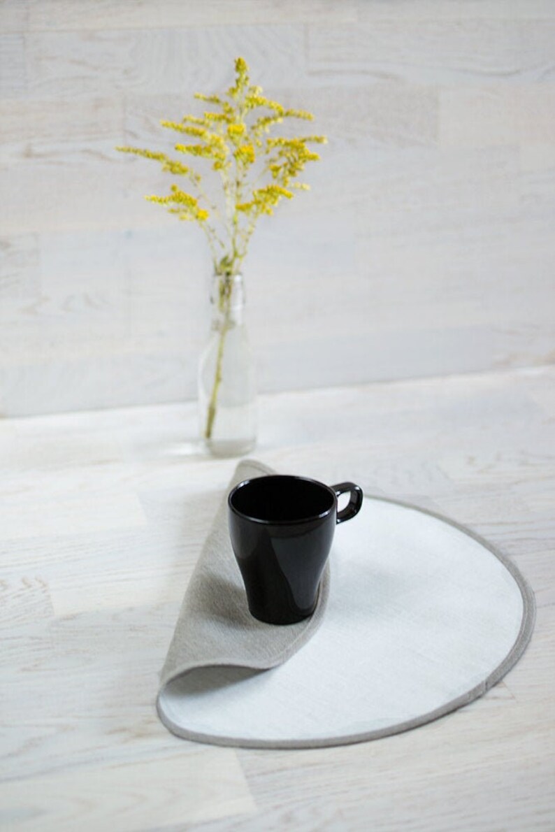 Round linen table placemats Reversible White Natural Placemats Etsy