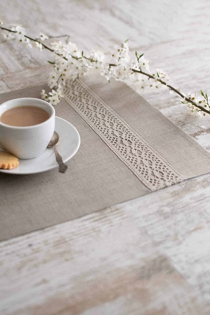 Natural Linen Placemats Set of 2 Place Mats Wedding Dinner Etsy