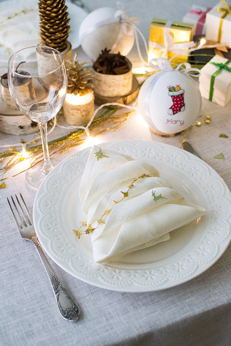 White Linen Napkins Cloth Wedding Dinner Napkins Thanksgiving Etsy