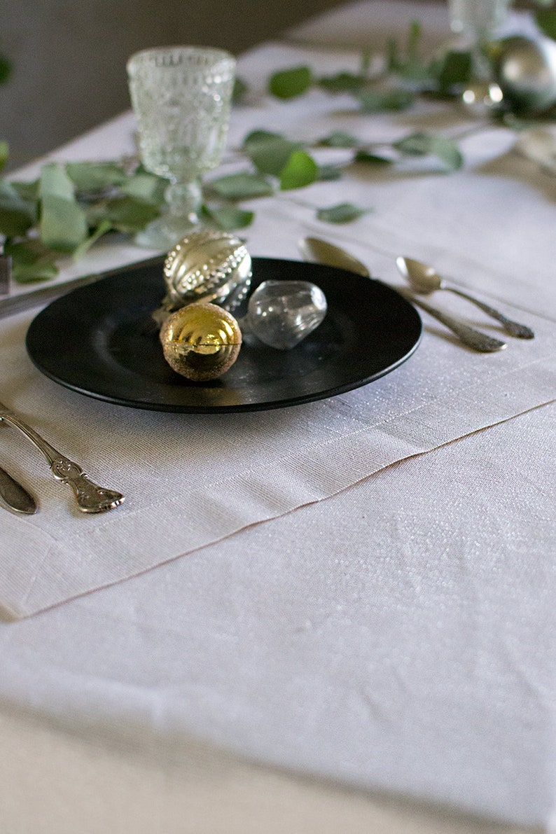 White Silver Placemats From Linen Metallic Table Decor Set of Etsy