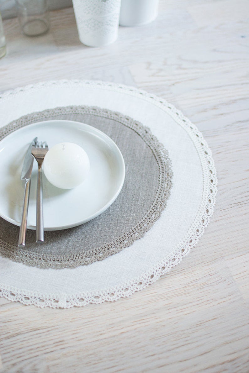 White Linen Placemats Wedding Dinner Placemats Round Placemats Etsy UK