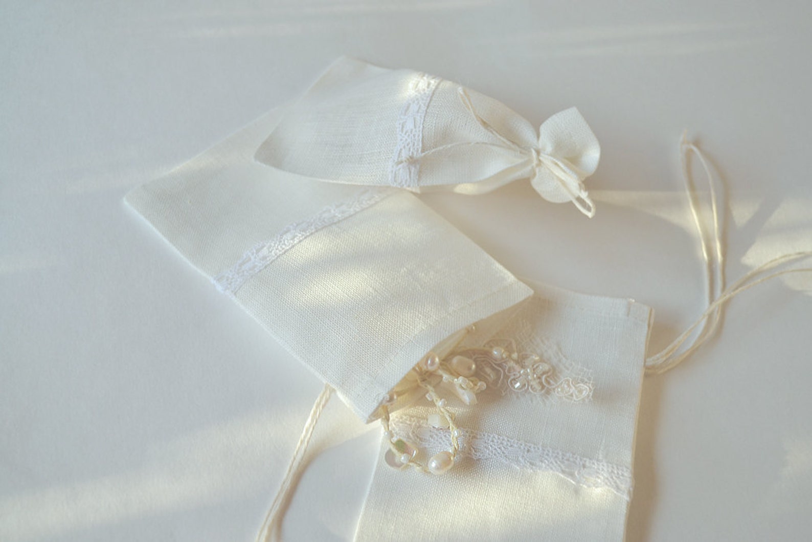 White Linen Bags Wedding Favor Bags Wedding Gift Bags Sets 10 Etsy