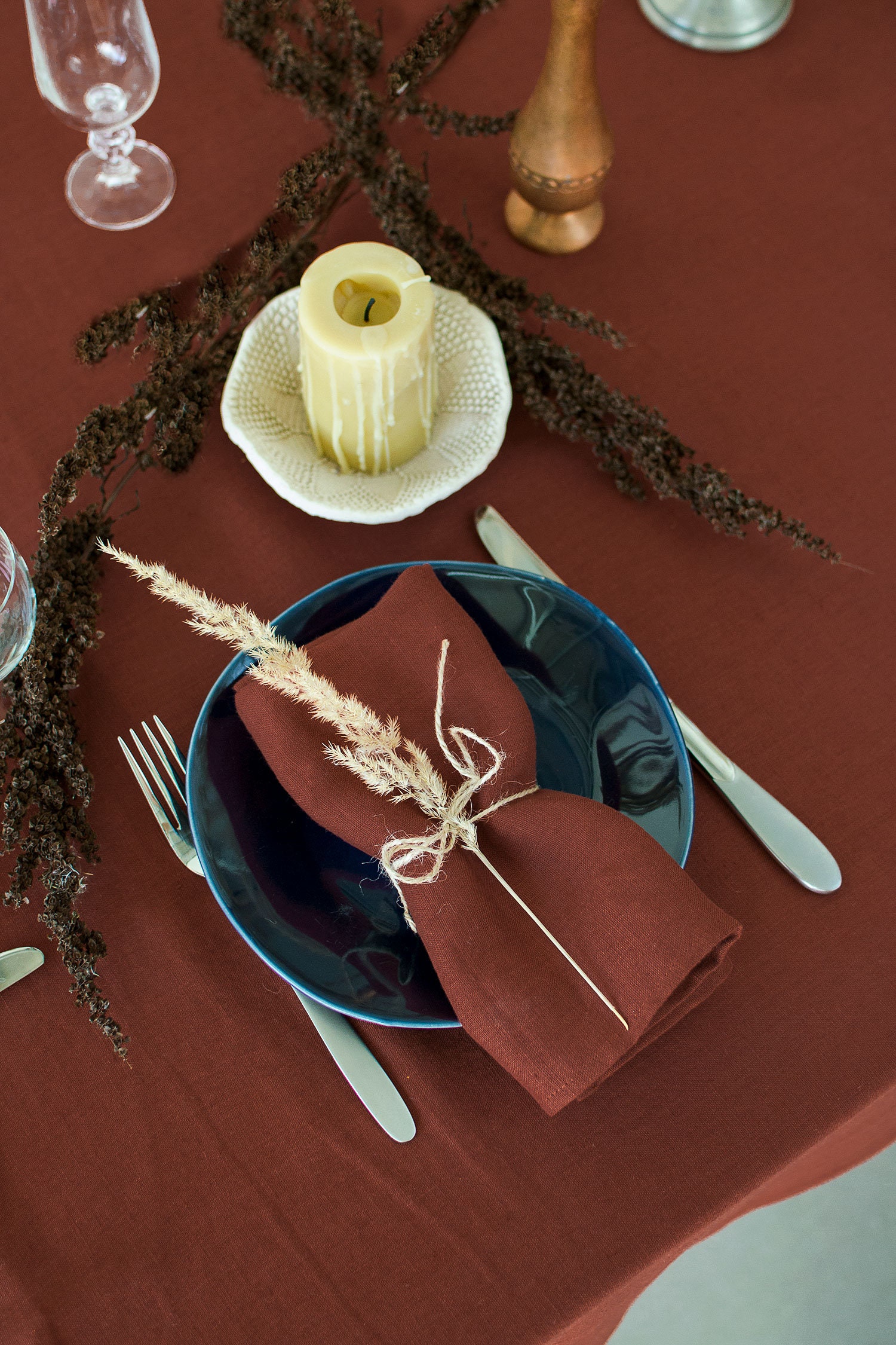 Lot De 6 Serviettes En Coton Et Lin Doux Marron - Lavables, 45x45 Cm, Idéales Pour Table, Cuisine, Dîners Et Fêtes