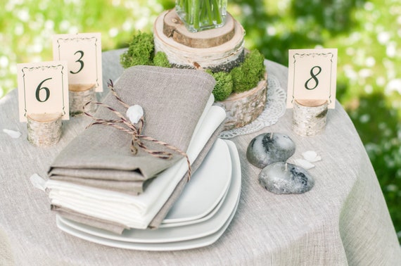 Table Setting Natural Linen Napkins Set of 12 Reusable Napkins