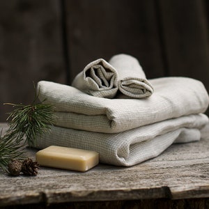 Natural linen towel Large throw towel plaid bath towels Bath Sheets Pre washed throw Sauna towel Beach Sheet Gift linen towel Flat sheet image 10