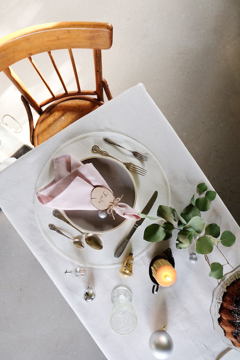 Round Linen Placemats Special Event Dinner Place Mats Natural Etsy