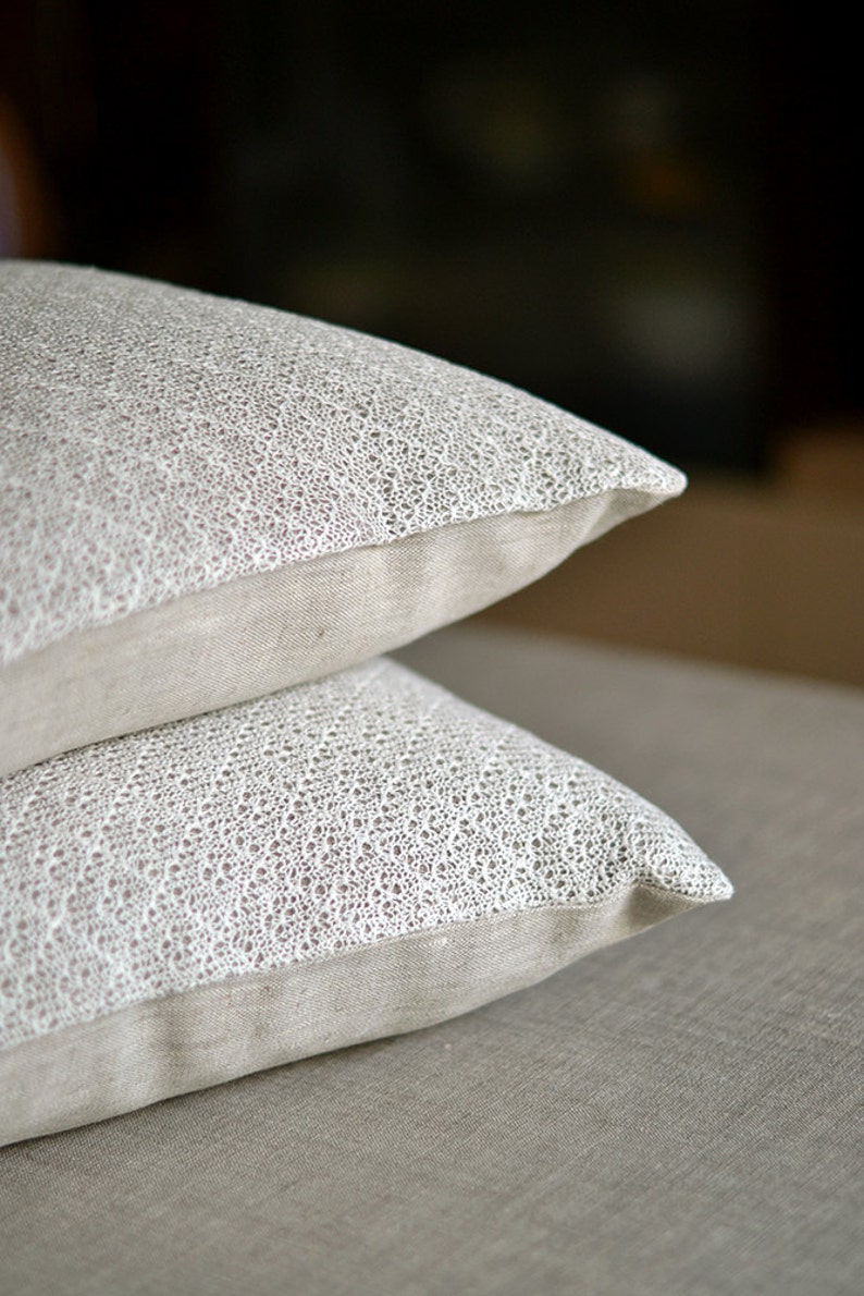 Linen Pillow Case White Gray Cover Knitted Pillow Cover Home Decor Cushion Linen Decorative Case Natural Linen Pillow Throw Mother Gift image 2