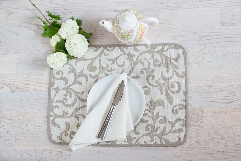 Natural Linen Placemats Reversible off White Table Mats Dinner Etsy