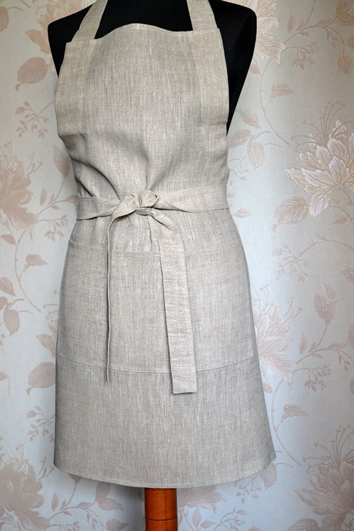 Tan full apron Natural linen apron Light grey apron with one Etsy