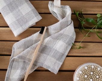 Linen tartan towels Sets of plaid rustic small towels Make up remover wipes Organic vegan face cleaning wipes Guests reusable face cloths